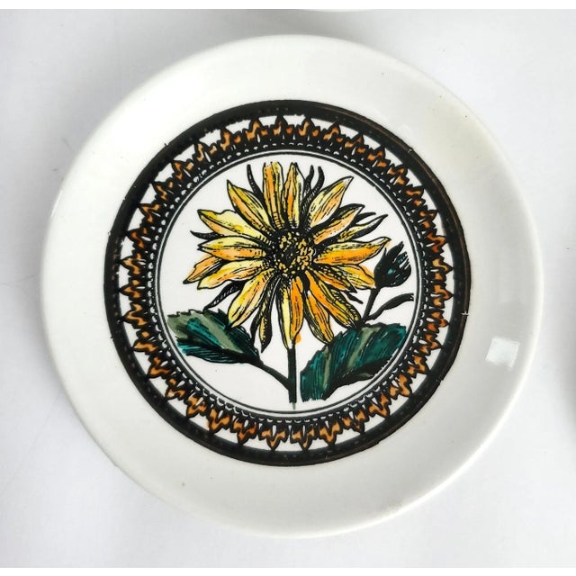 Ceramic Coasters Fornasetti Style Flowers For Sale - Image 7 of 12