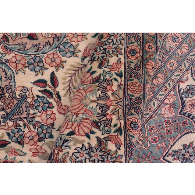 Textile Shabby Chic Medallion 1990's Pak-Persian Ivory/Pink Wool Rug - 9'0'' X 12'5'' For Sale - Image 7 of 9