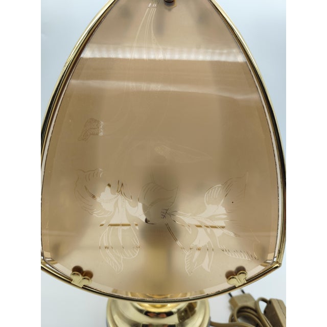 1970s Vintage Star Light Brass Petal Table Lamp with Tinted Glass Shades, 1970s For Sale - Image 5 of 9