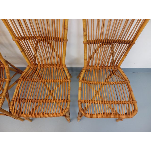 Vintage Rattan Chairs by Adrien Audoux & Frida Minet, 1960s, Set of 4 For Sale - Image 17 of 18