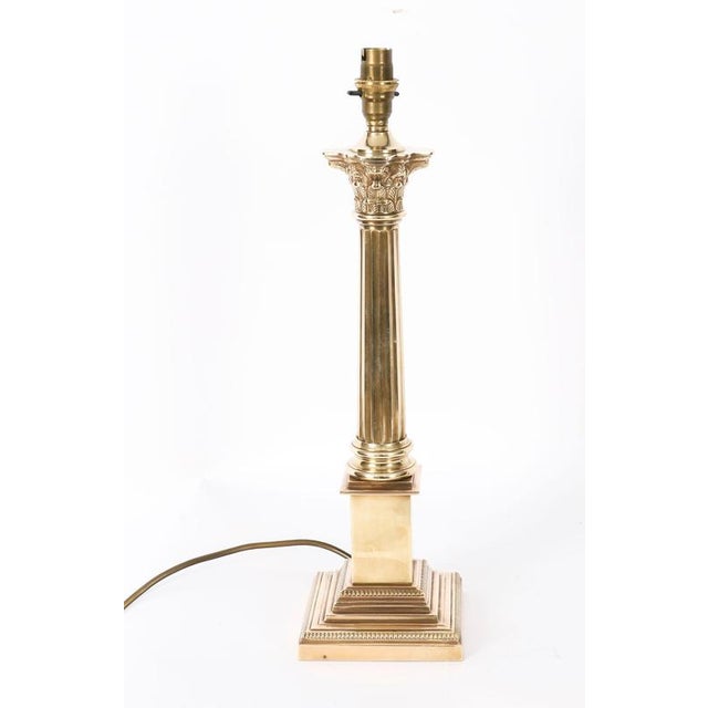 Vintage Bronze Corinthian Column Table Lamps, Set of 2 For Sale - Image 3 of 15