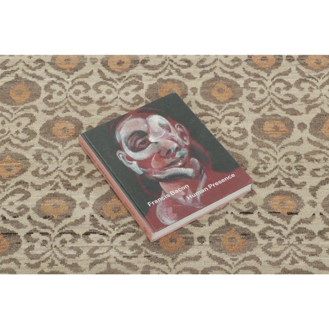 Camel Contemporary Block Print Floral Wool Runner by Rug & Kilim, India For Sale - Image 8 of 9