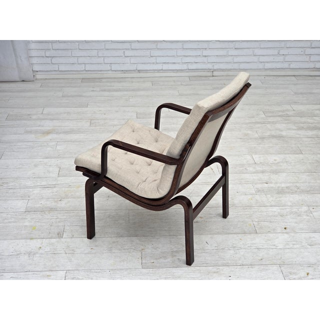 Vintage Scandinavian Chair in Furniture Wool and Dark Beech Wood, 1970s For Sale - Image 16 of 18