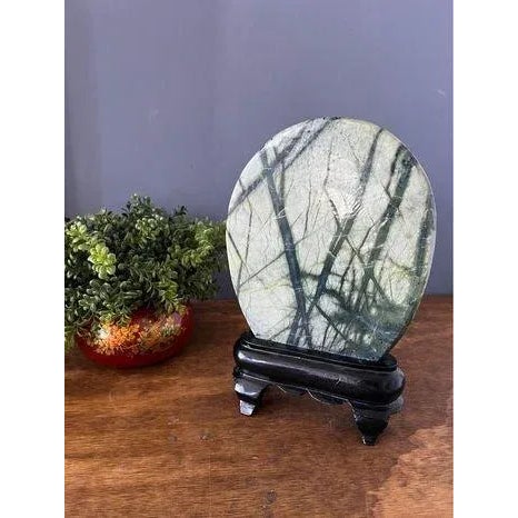 1970s Vintage Chinese Dream Stone & Stand For Sale - Image 10 of 12