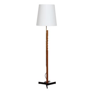 Danish Adjustable Oak Floor Lamp with Shade by Svend Aage Holm Sørensen, 1950s For Sale