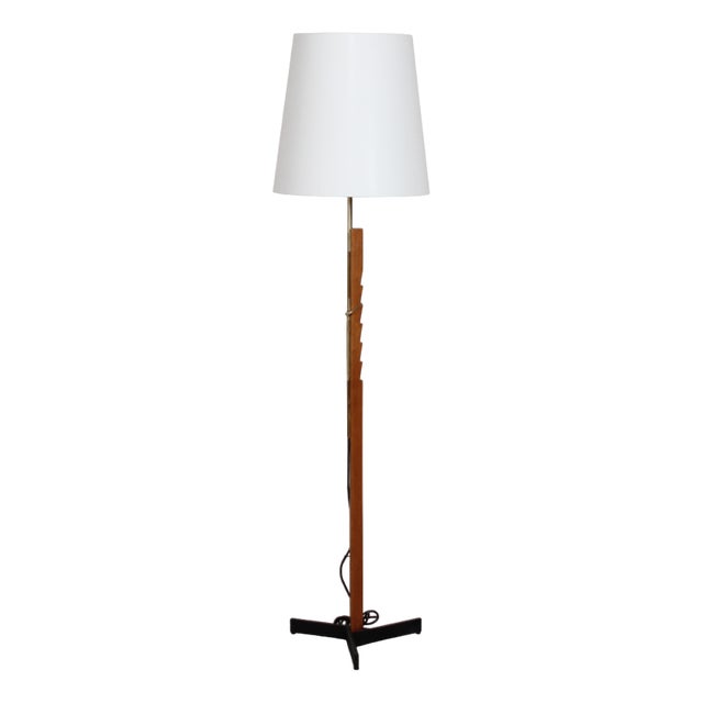 Danish Adjustable Oak Floor Lamp with Shade by Svend Aage Holm Sørensen, 1950s For Sale