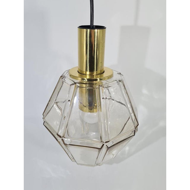 Mid-Century Modern Pendant Lamp in Faceted Glass from Glashütte Limburg, 1960s For Sale - Image 4 of 9