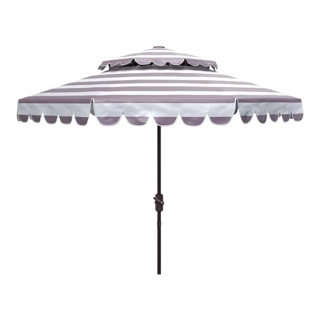 Vienna 9 Ft Double Top Umbrella - Gray/White For Sale