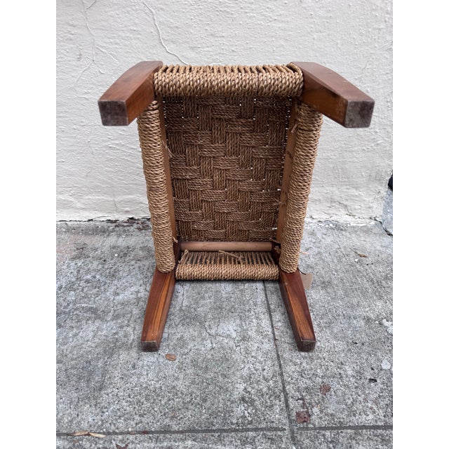 1950s French Mid-Century Rope Footstool, Audoux-Minet Style — C. 1950s–60s For Sale - Image 5 of 10