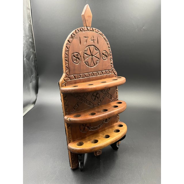 18th Century Dated 1741 Fruitwood Spoon Rack For Sale - Image 5 of 12