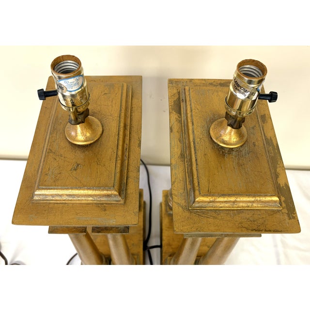 Vintage French Empire Style Bouillotte Lamps With Finials and Shades- A Pair For Sale - Image 12 of 17