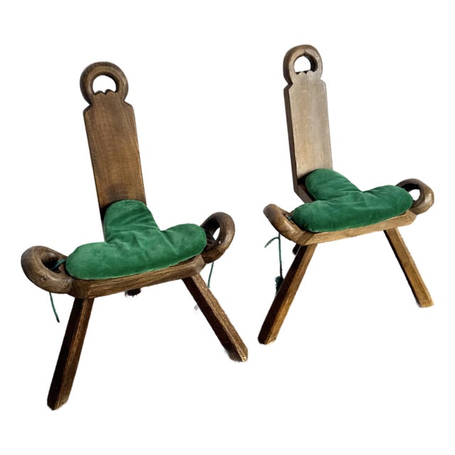 Vintage Handmade Wooden Birthing Chairs – A Pair For Sale