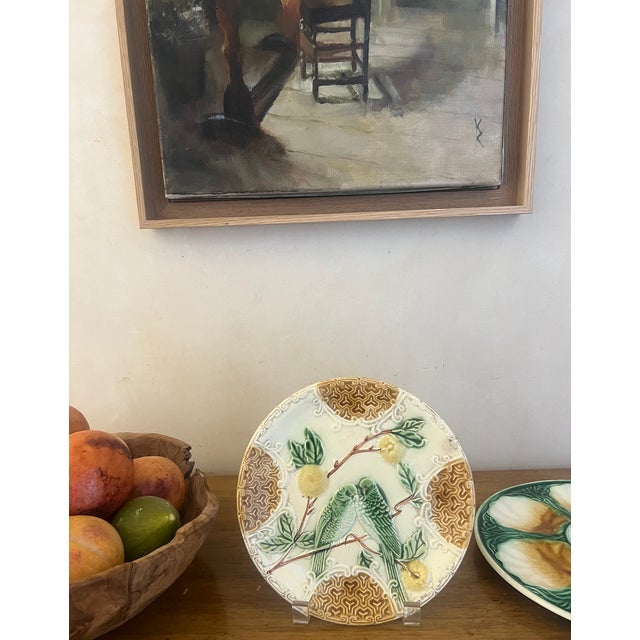 Late 19th Century French Majolica Bird & Berries Plate C. 1890's For Sale - Image 5 of 8