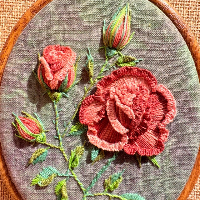 2020s Handmade 3d Rose Flower Embroidery Wall Art For Sale - Image 5 of 13