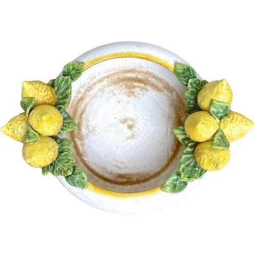 Traditional Vintage Italian Lemon Handled Ceramic Fruit Bowl For Sale - Image 3 of 5