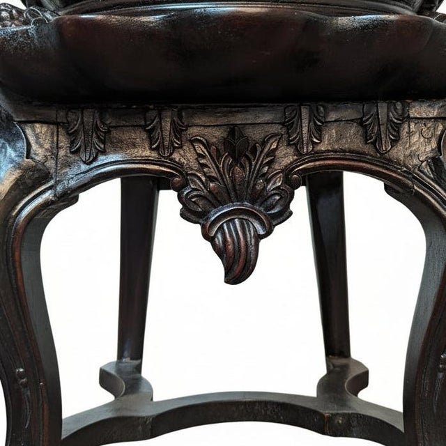 Wood Vintage Hand Carved Solid Wood Unique Side Arm Chair For Sale - Image 7 of 8
