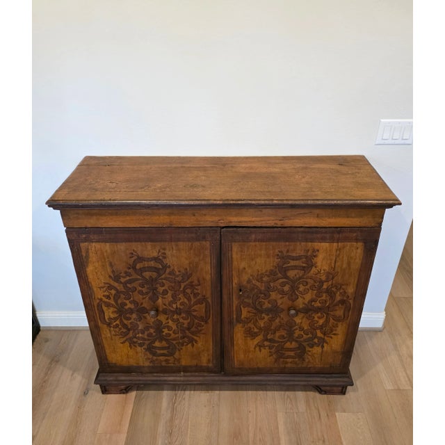 18th Century Early 18th C. Italian Baroque Inlaid Wood Sacristy Cabinet Rustic Antique Credenza For Sale - Image 5 of 18