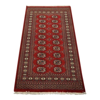 Bokhara Rug 3’1” X 5’6” Red Wool Tribal Hand-Knotted Oriental Carpet For Sale