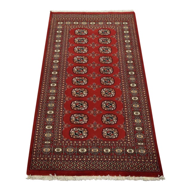 Bokhara Rug 3’1” X 5’6” Red Wool Tribal Hand-Knotted Oriental Carpet For Sale