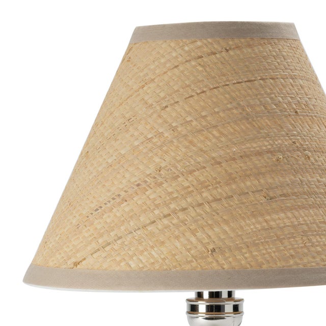 Giorgio Crystal Mini Lamp, Polished Nickel with Rattan Shade For Sale - Image 4 of 7