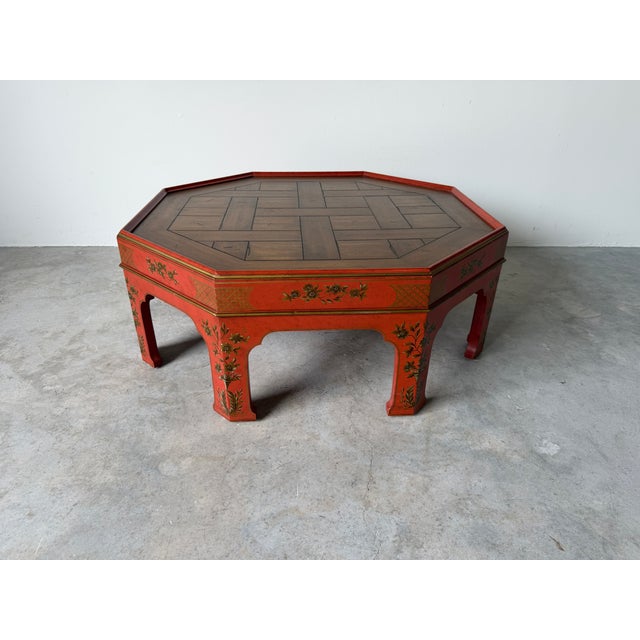 Chinoiserie Vintage Baker Furniture Chinoiserie Style Octagonal Coffee Table For Sale - Image 3 of 18