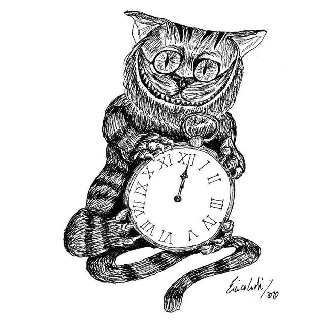 Enrico Josef Cucchi, The Cheshire Cat, Original Drawing, 2020 For Sale