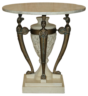 Vintage Egyptian Revival Side Table with Marble Top