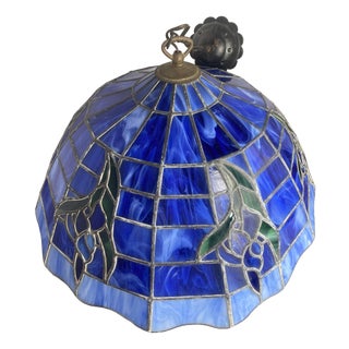 Large Pendant Light in Colored Stained Glass, 1960s For Sale