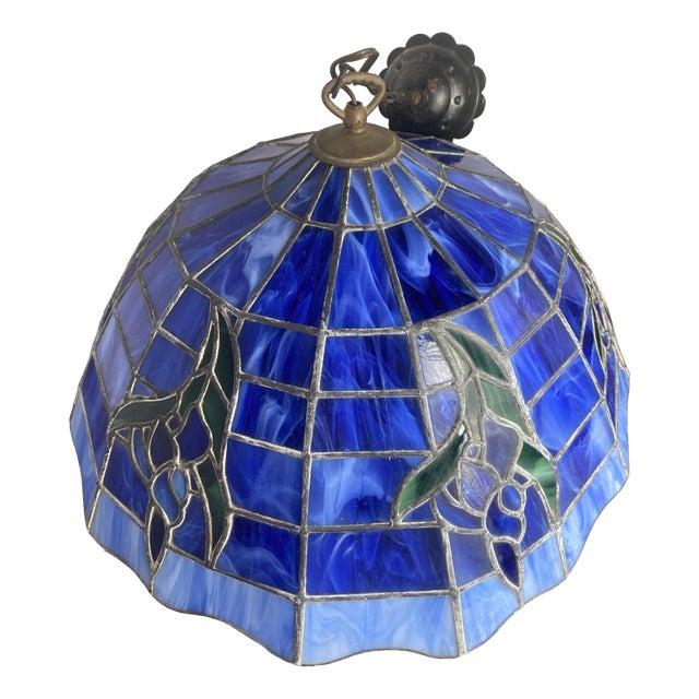 Large Pendant Light in Colored Stained Glass, 1960s For Sale