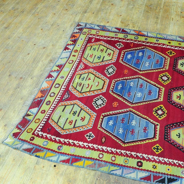 Turkish Colorful Sarkisla Kilim Rug, 1930s For Sale - Image 4 of 11