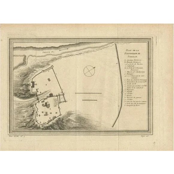 Mid 18th Century Antique Plan of the Fortress of Tobolsk by Bellin, 1768 For Sale - Image 5 of 5