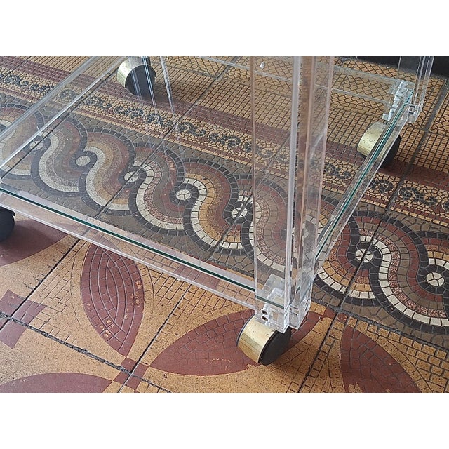 Vintage Italian Acrylic Glass and Glass Serving Trolley, 1980 For Sale - Image 13 of 15