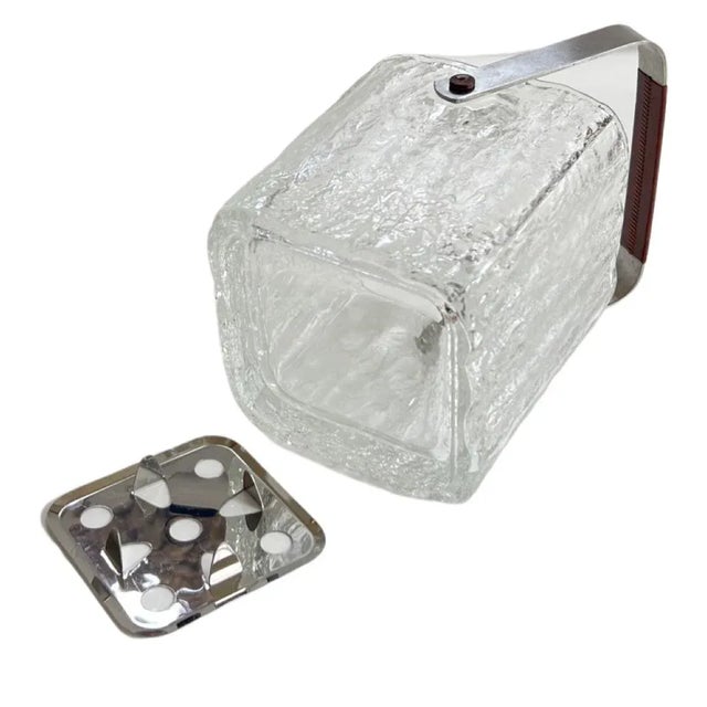 Vintage 1960s Mid Century Modern Original Hoya Japan Ice Bucket, Crystal Glass Icy Cube For Sale In Miami - Image 6 of 7