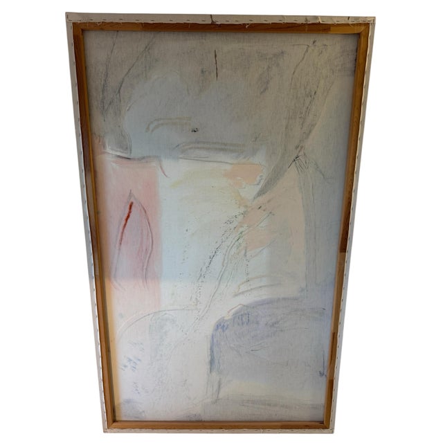 1980s Large-Scale Contemporary Abstract Painting, Monumental Vertical Canvas, Blue Black & Ochre, 78x48” by Jack Compton For Sale - Image 4 of 7