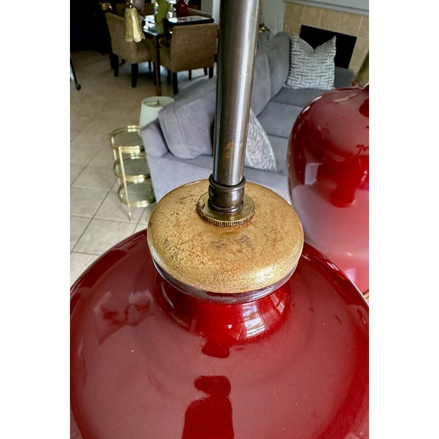 1960s Pair Asian Sang De Boeuf Oxblood Meiping Porcelain Table Lamps For Sale - Image 15 of 18