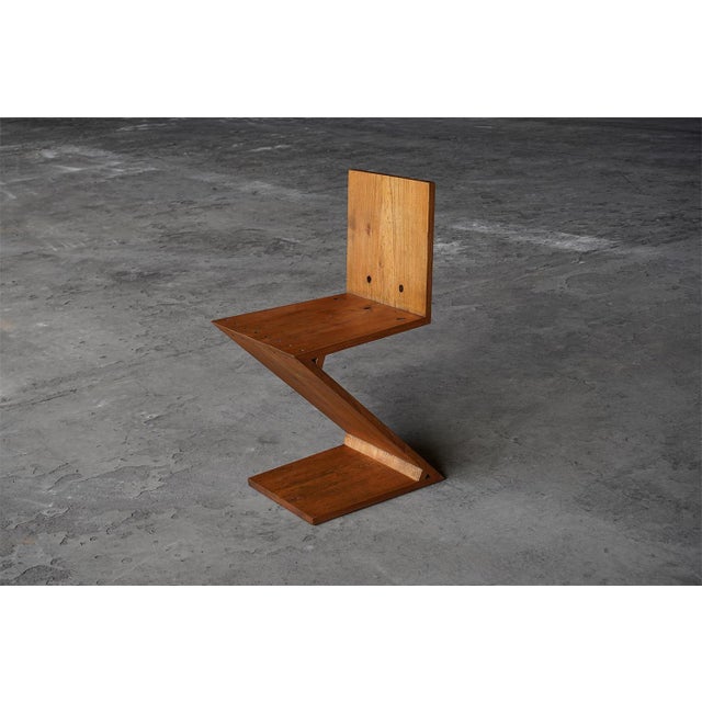 Wood Rietveld Zig Zag Chair by G.A.V.D. Groenekan for Gerard Van De Groenekan, the Netherlands, 1960s For Sale - Image 7 of 15