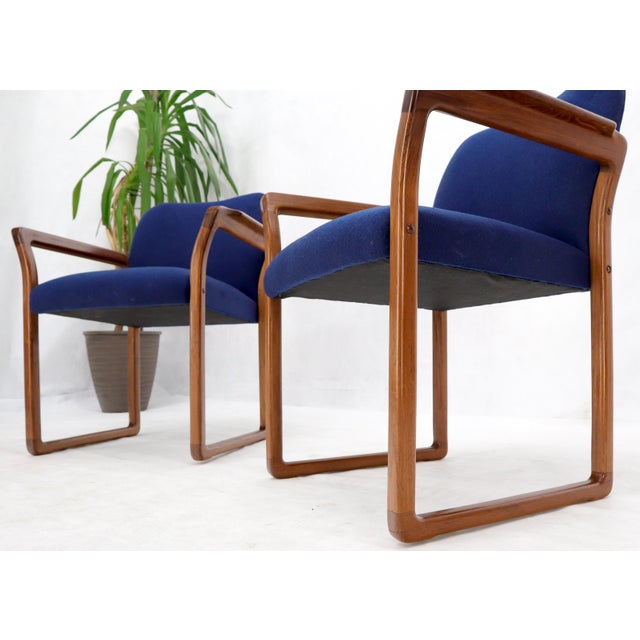 Pair of Danish Mid-Century Modern Teak Arms Chairs New Wool Upholstery For Sale - Image 4 of 10