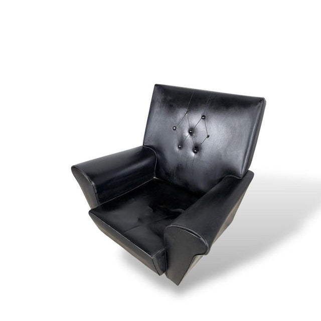 Wingback Chair in Black Leather For Sale - Image 4 of 8