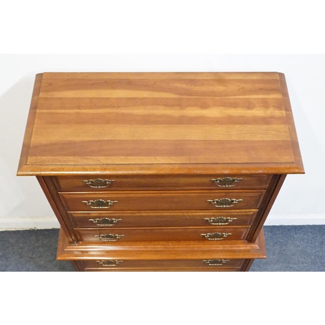 Brown Permacraft / Sanford Solid Cherry Early American Traditional 40" Chest on Chest 79-21 For Sale - Image 8 of 12
