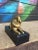 Metal Small Lion Statue - Brass on Marble Base For Sale - Image 7 of 7