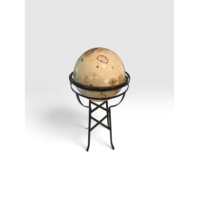 1970s Vintage Replogle LeRoy M. Tolman World Globe on Handmade Wrought Iron Floor Stand For Sale - Image 5 of 11