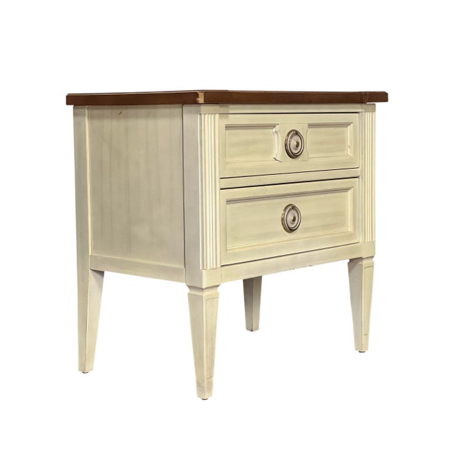 1970s 1970s Vintage American of Martinsville Parquet Top White Nightstands - a Pair For Sale - Image 5 of 13