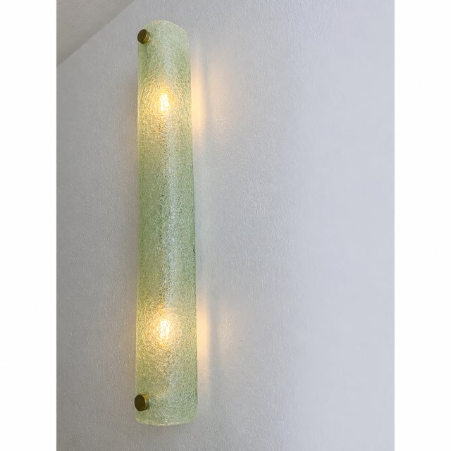 Contemporary Modern Green Graniglia ”Canalina" Murano Glass Wall Sconce-Set of Two For Sale - Image 4 of 6
