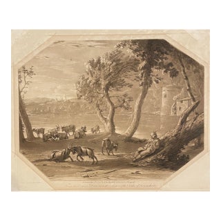 1774 Claude Lorraine Mezzotint Landscape From the Collection of the Duke of Devonshire For Sale