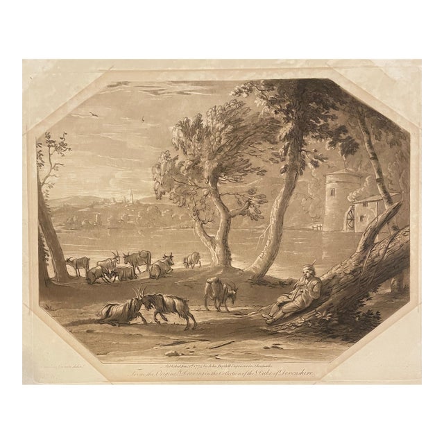 1774 Claude Lorraine Mezzotint Landscape From the Collection of the Duke of Devonshire For Sale