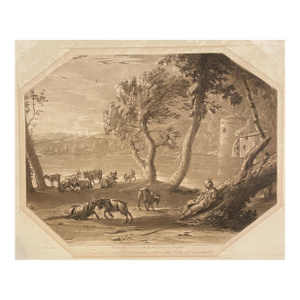1774 Claude Lorraine Mezzotint Landscape From the Collection of the Duke of Devonshire