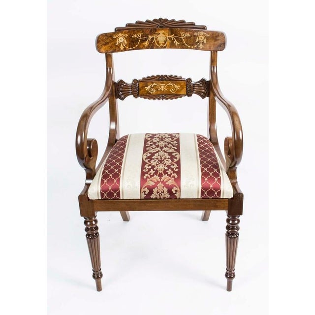 English Regency Style Burr Walnut Armchairs, Set of 2 For Sale - Image 5 of 13
