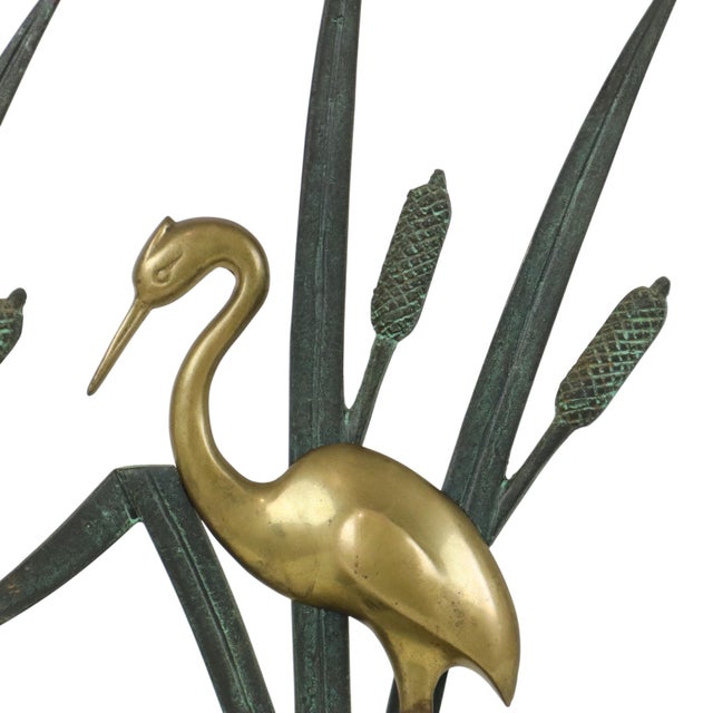 Mid-Century Heron and Duck Figurines in Brass and Green Metal, 1950s, Set of 2 For Sale - Image 10 of 14