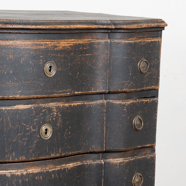 18th Century Black Painted Oak Rococo Chest of Drawers From Denmark For Sale - Image 9 of 14