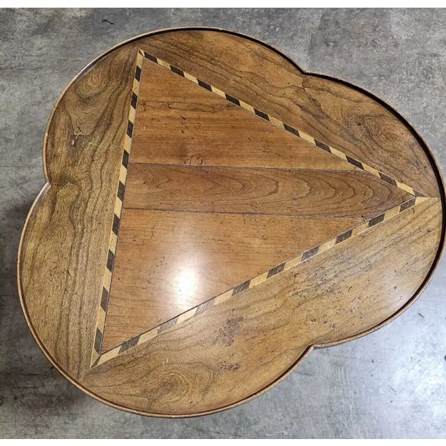 Chippendale Baker Furniture Mahogany Clover Occasional Table With Top Checker Inlay For Sale - Image 3 of 8